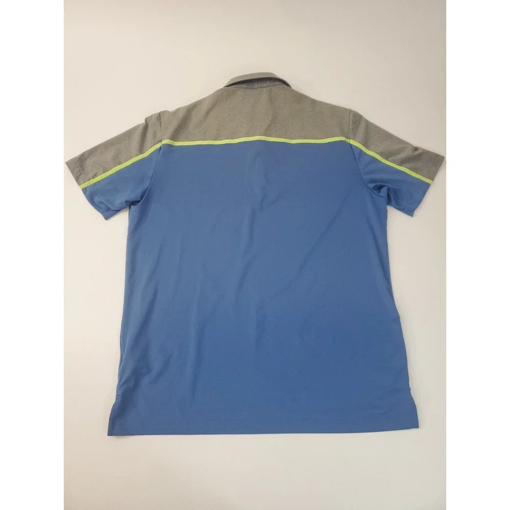 adidas Men's Short‎ Sleeve Polo Golf Performance Shirt, Blue/Grey, Large